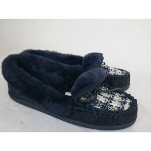 Charter Club Dorenda Moccasin Slippers Navy Boucle 8M